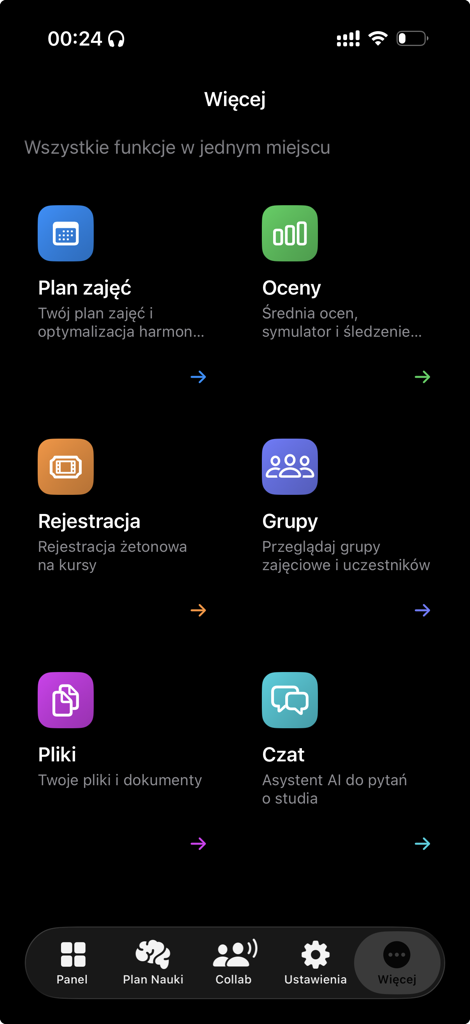 More app screen