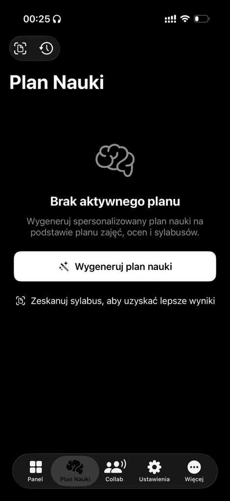 Study plan app screen